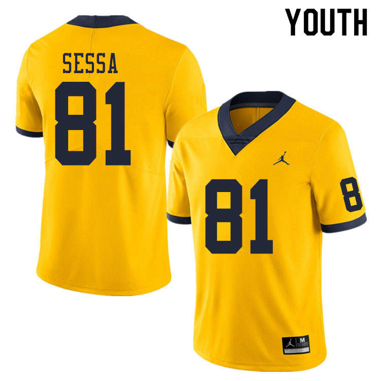 Youth #81 Will Sessa Michigan Wolverines College Football Jerseys Sale-Yellow
